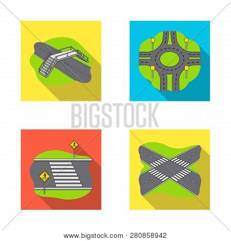 Vector Illustration Of Road And Street Symbol. Set Of Road And Highway Vector Icon For Stock.