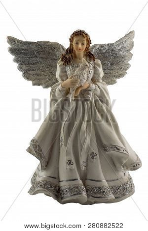 Isolated Figurine Of An Angel With Beautiful Wings