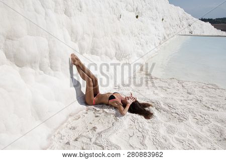 Never Enough To Be With Her. Dead Sea Salty Shore. Sexy Girl. Summer Vacation In Pamukkale. Natural