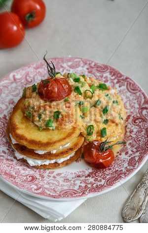 Colombian Scrambled Eggs Huevos Pericos With Tomato And Onion