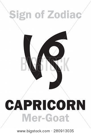 Astrology Alphabet: Sign Of Zodiac Capricorn (the Mer-goat). Hieroglyphics Character Sign (single Sy