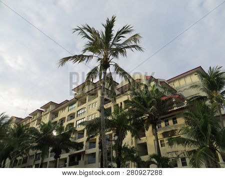 Anyer, Indonesia - June 27, 2018: The Exterior Of Marbella Anyer Hotel, A Spanish-style Building Ove