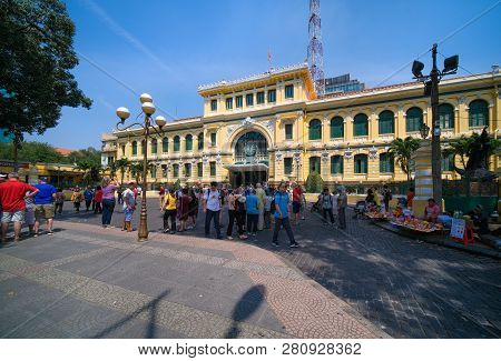 Ho Chi Minh City, Vietnam - 01, 2019: Post Office Or The Saigon Central Post Office Is A Post Office