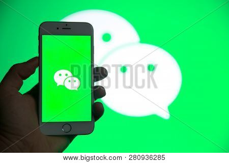 Tula, Russia - January 27, 2019: Wechat Logo Displayed On A Modern Smartphone