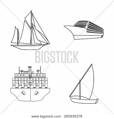 Vector Illustration Of Yacht And Ship Symbol. Collection Of Yacht And Cruise Vector Icon For Stock.