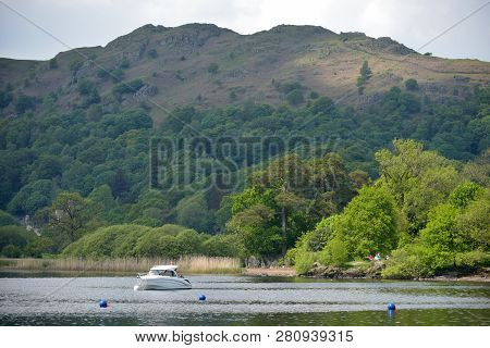 View Over Lake From Waterhead Outside Ambleside On Windermere In The English Lake District