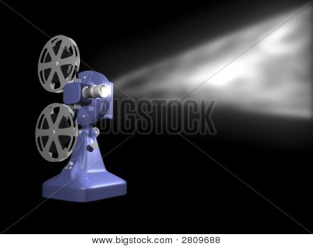 Projetor de filme azul jogando