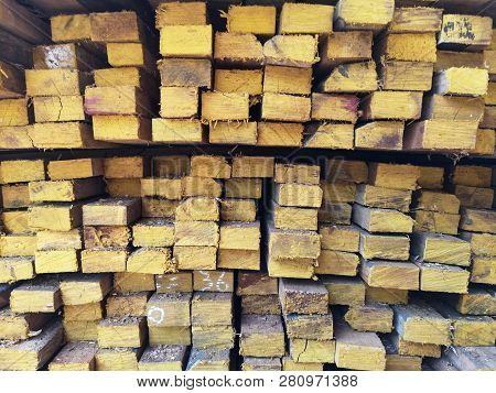 Wood Stack Stacked Together Nature Cut Into Pieces For Decorating Work Or Structer Structure