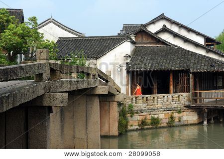 Čína dávná budova ve městě Wuzhen