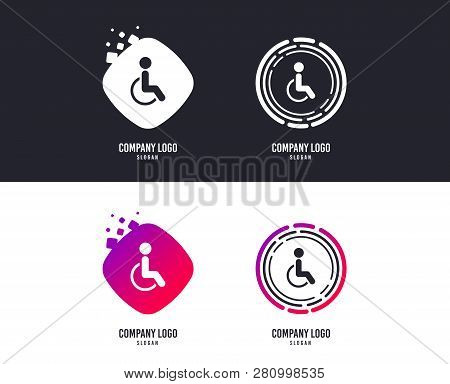 Logotype Concept. Disabled Sign Icon. Human On Wheelchair Symbol. Handicapped Invalid Sign. Logo Des