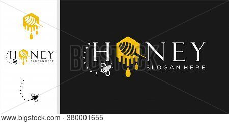 Vector Honey And Bee Logo, Honey And Bee, Honeycomb, Hive Logo Or Insignia, Emblems, Labels And Badg