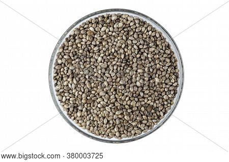 Cannabis Seeds In A Plate Isolated On White Background, Place For Text