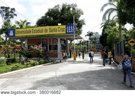Ilheus, Bahia / Brazil - June 3, 2011: Entrance Gate Of Santa Cruz State University (uesc) In The Ci
