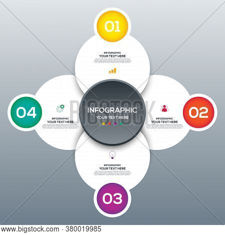 Modern Infographic Business Template And Data Visualization With 4 Options. Design Element Can Be Us