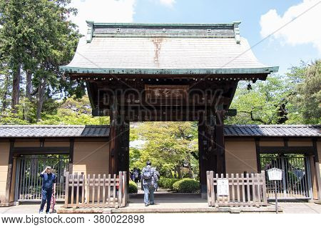 Tokyo, Japan - May 4, 2019 : Front Gate Of Gotokuji Temple That Located Near Tokyo, Japan