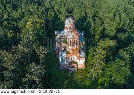 Ruins Of The Ancient Trinity Church (life-giving Trinity In Yazvischi) In The Forest On A Sunny July