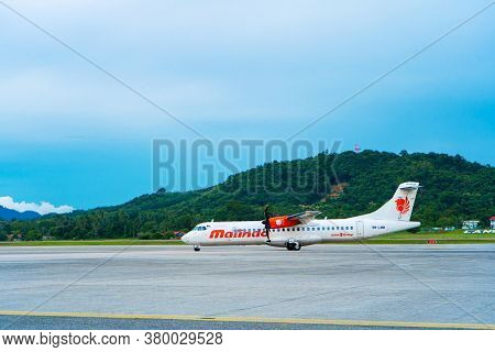 The Pr Pdo Propeller-driven Passenger Aircraft Prepares For Takeoff At The Airport On The Island Of 