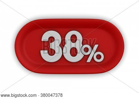 Button with thrity eight percent on white background. Isolated 3D illustration