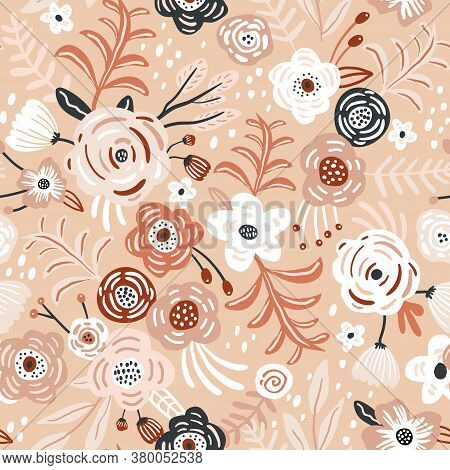 Seamless Floral Pattern In Vinatge Colors. Creative Floral Texture. Great For Fabric, Textile Vector
