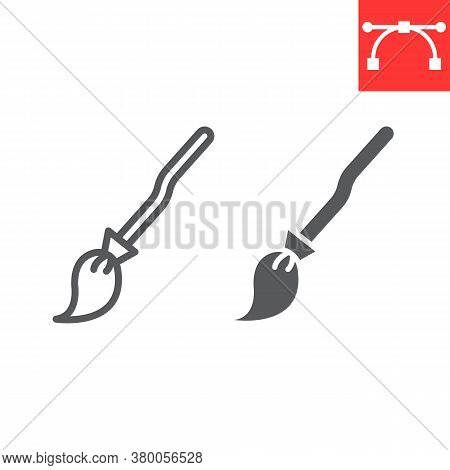 Witch Broom Line And Glyph Icon, Halloween And Scary, Broom Sign Vector Graphics, Editable Stroke Li