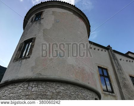 Venafro, Italy - August 7, 2020: The Pandone Castle Of Venafro