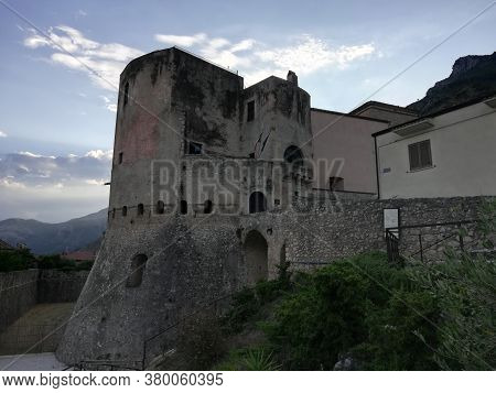 Venafro, Italy - August 7, 2020: The Pandone Castle Of Venafro