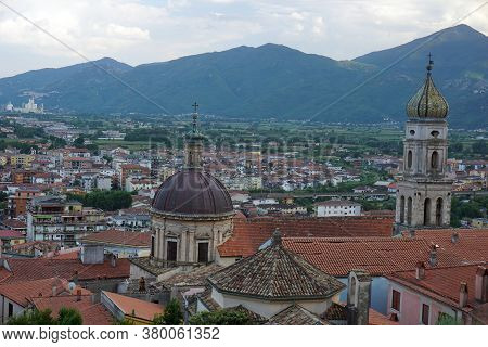 Venafro, Italy - August 7, 2020: Panorama Of The City Of Venafro In The Province Of Isernia From The