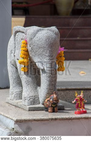 Spinning Isolated White Art Force Elephant Statue