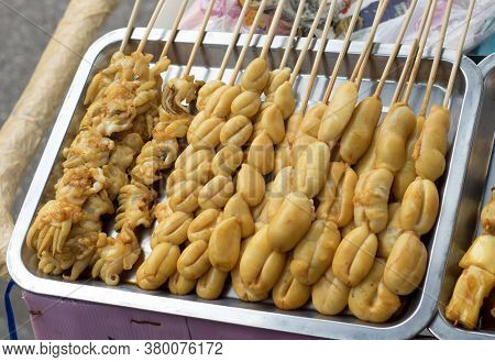 Squid With Wood Plug, Prepared For Barbecued