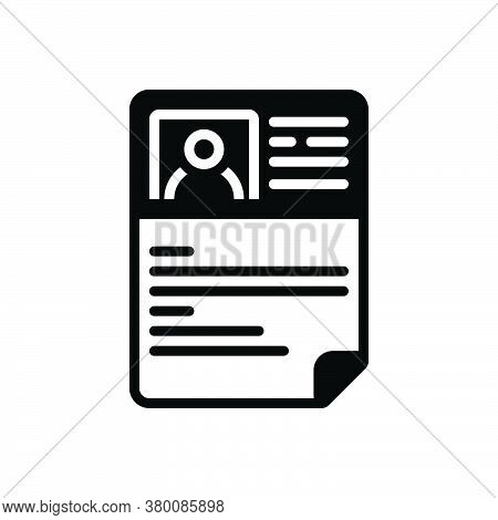 Black Solid Icon For Resume Document Profile Unemployment Application Summary Detail Expansion Elabo