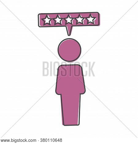 Customer Review Icon. Raiting And Feedback Illustration Cartoon Style On White Isolated Background.