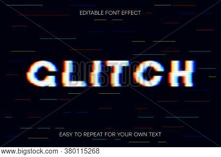Glitch Text Effect. Editable Glitch Font Effect. Vector