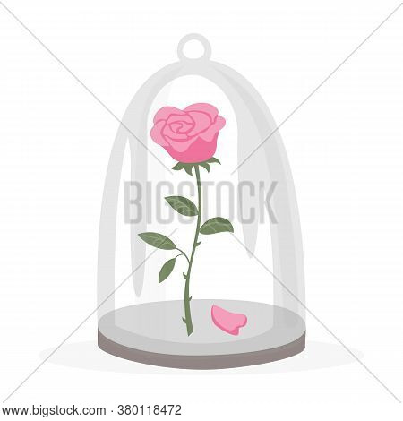 Rose In A Flask Of Glass On The White Background. Vector Illustration.