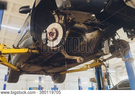 Detail Of A Car Engine Room Without An Engine Compartment.