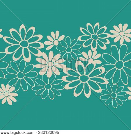 Green Floral Lace Vector Seamless Illustration, Repeat Pattern
