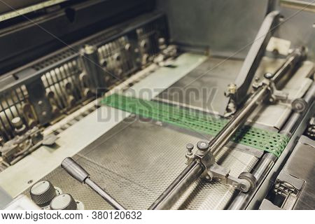 Print Screening Metal Machine. Industrial Printer. Serigraphy Workshop.