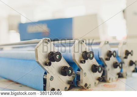 Print Screening Metal Machine. Industrial Printer. Serigraphy Workshop.