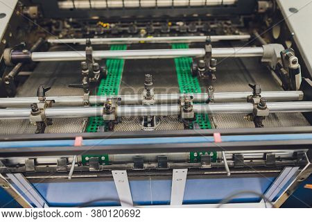Print Screening Metal Machine. Industrial Printer. Serigraphy Workshop.