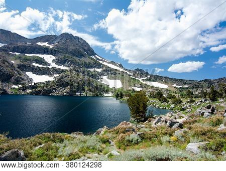Mountains And A Portion Of Winnemucca Lake In The Summer,  Featuring Mostly Melted Snow Packs