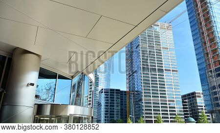 Warsaw, Poland. 9 August 2020. Roundabout Daszynski. New Skyscrapers In The Financial District Of Do