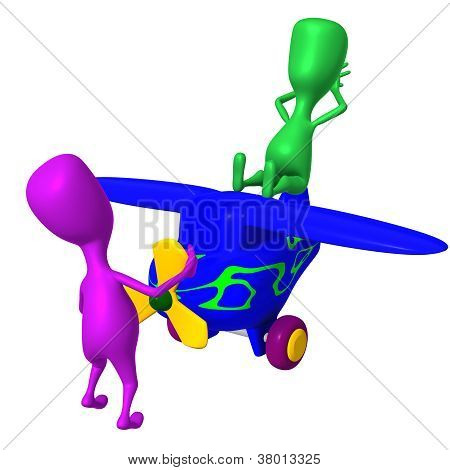 View Pink Puppy Starting Airplane To Work