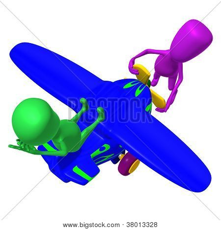 View Pink Puppy Starting Airplane To Work