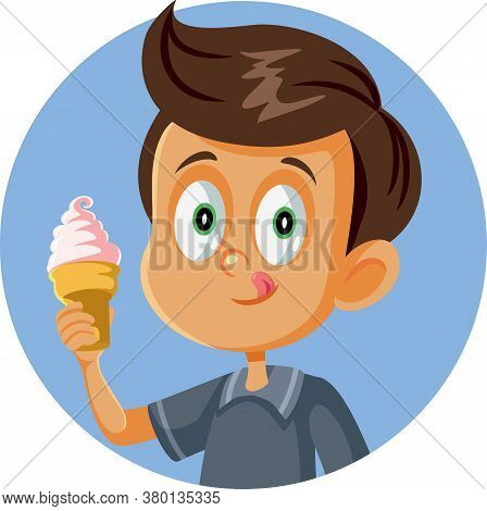 Happy Boy Holding Ice Cream Craving For A Treat