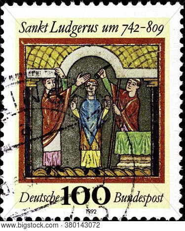 02 09 2020 Divnoe Stavropol Territory Russia The Postage Stamp Germany 1992 The 1250th Anniversary O