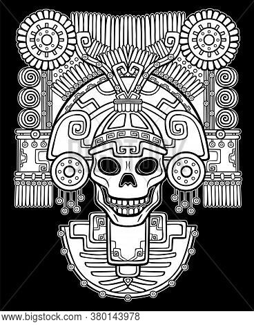 Stylized Skull. Pagan God Of Death. Motives Of Art Native American Indian. Vector Illustration: The 