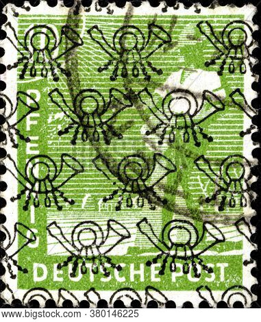 02 11 2020 Divnoe Stavropol Territory Russia The German Postage Stamp British American Zone 1948 Wor