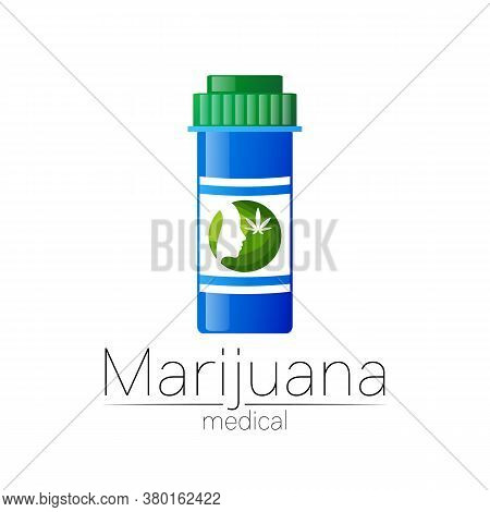 Medical Cannabis Symbol In Vector. Logotype For Marijuana, Nature Herbal Medicine, Therapy, Doctors 