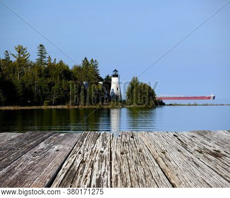 Old Presque Isle Lighthouse, built in 1840, Lake Huron, Michigan, USA