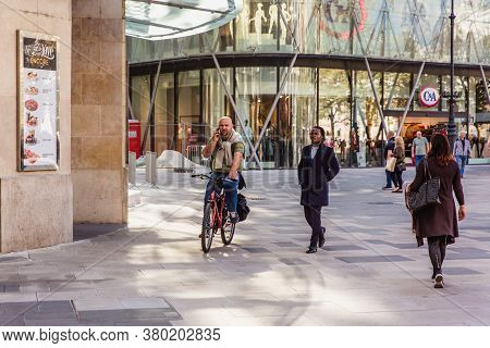 Budapest, Hungary. October 2019: Tourists And Visitors On The Vorosmarty Square In Budapest.