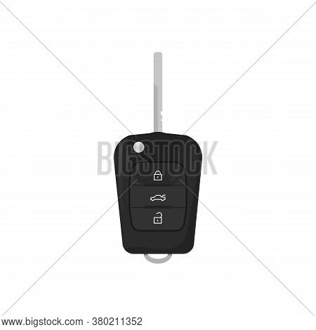 Modern Key For Car. Alarm Remote Control. Auto Lock Security Key Vector Illustration. Realistic Auto